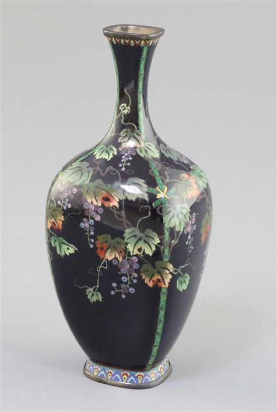 A Japanese silver wire cloisonne enamel vase, Meiji period, H. 15.5cm